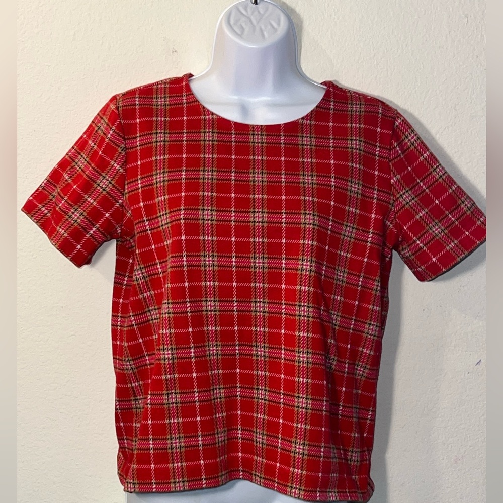 Ann Taylor Bold Red Plaid Shirt